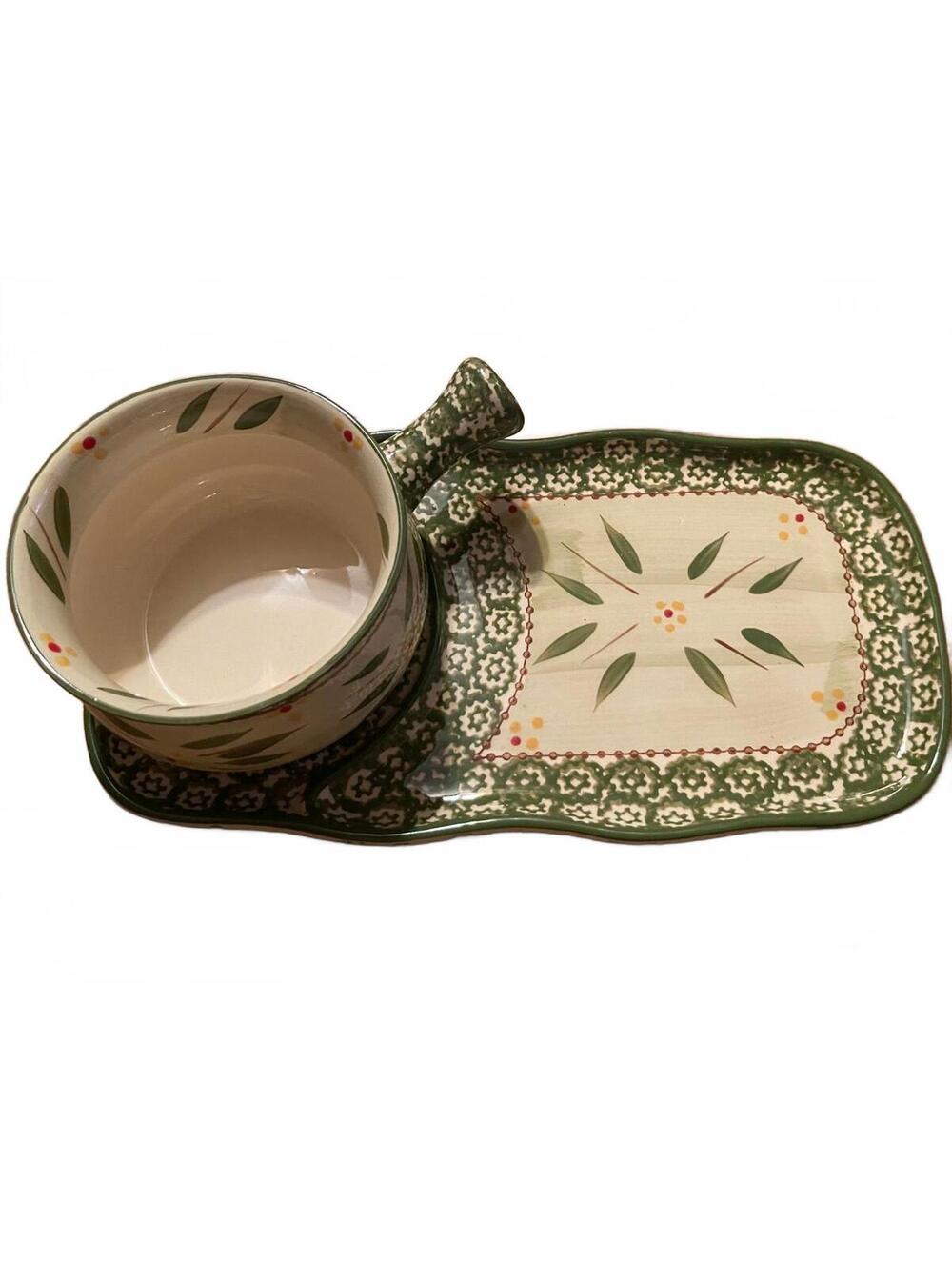 Temp-tations Presentable Ovenware- Soup and Sandwith Plate Set- Traditional